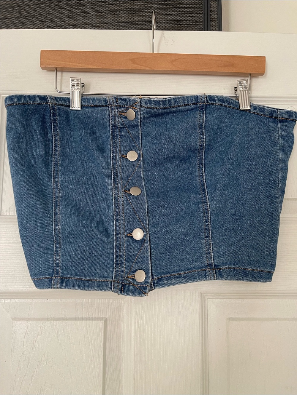 Dylan Ryan Button-Front Denim Tube Top Jean top XL going out top